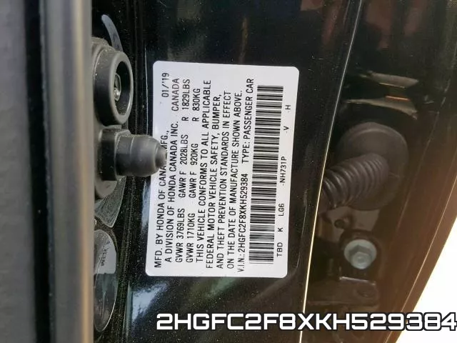 2HGFC2F8XKH529384 фото 2