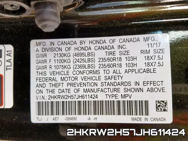 2HKRW2H57JH611424 фото 2