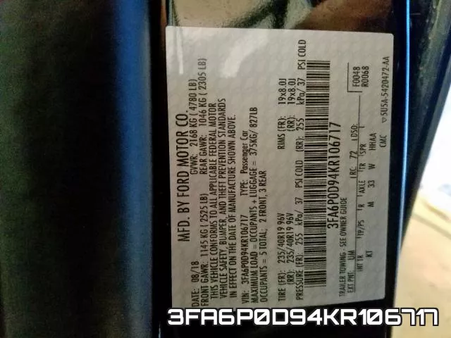 3FA6P0D94KR106717 фото 2