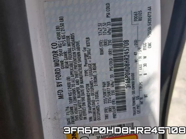 3FA6P0HD8HR245708 фото 2