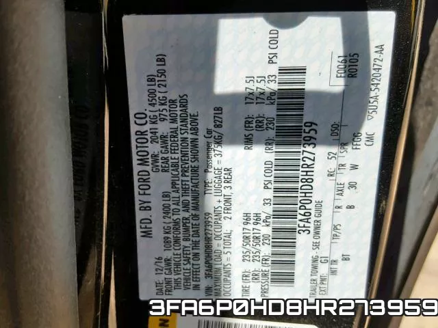 3FA6P0HD8HR273959 фото 2
