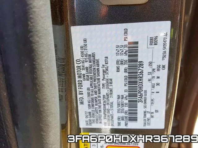 3FA6P0HDXHR367289 фото 2