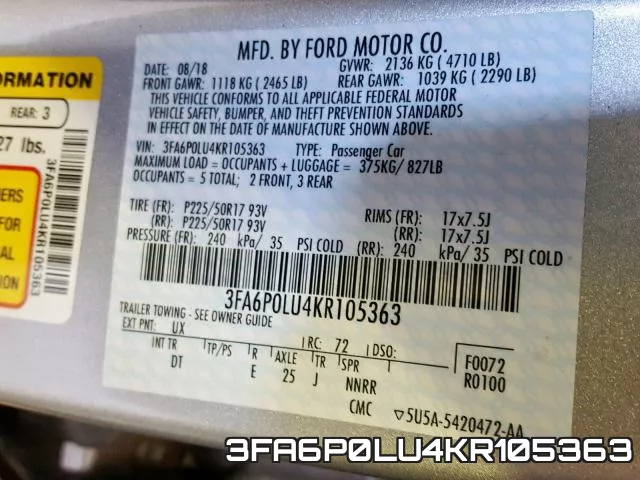 3FA6P0LU4KR105363 фото 2