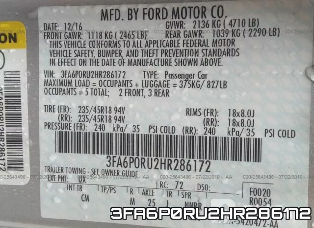 3FA6P0RU2HR286172 фото 10