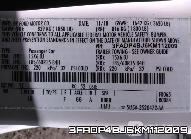3FADP4BJ6KM112009 фото 10