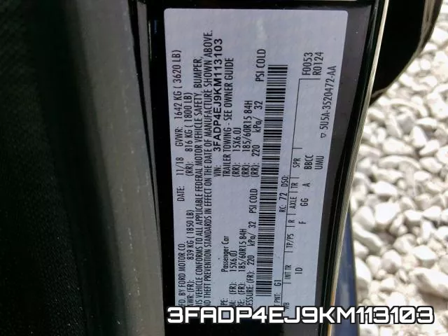 3FADP4EJ9KM113103 фото 2