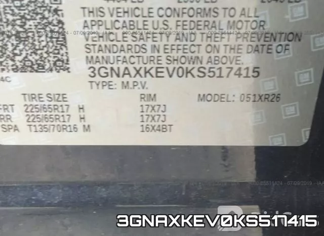 3GNAXKEV0KS517415 фото 10