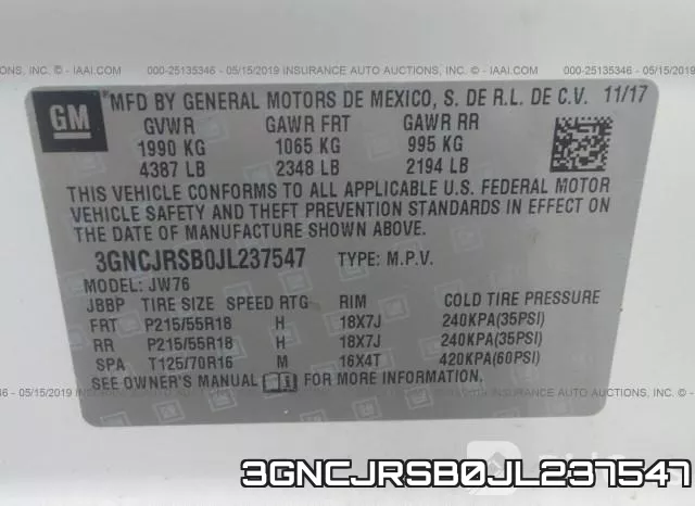 3GNCJRSB0JL237547 фото 10