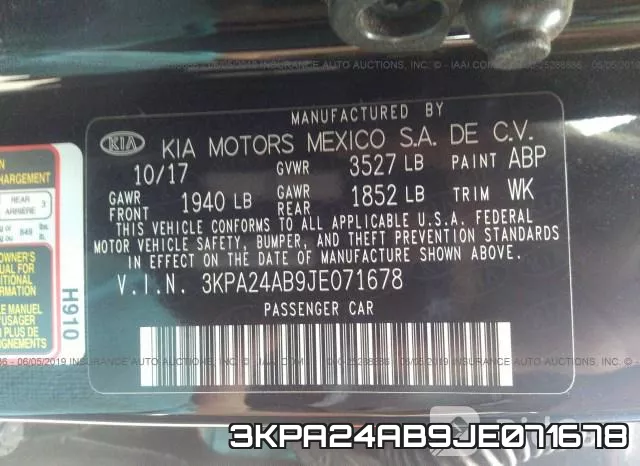 3KPA24AB9JE071678 фото 10