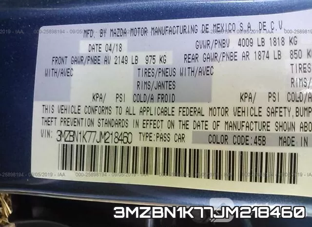 3MZBN1K77JM218460 фото 10