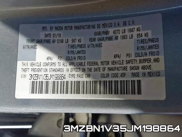 3MZBN1V35JM198864 фото 2