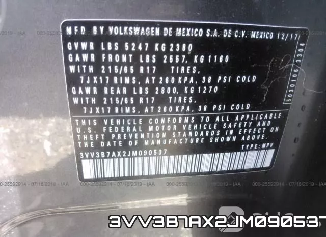 3VV3B7AX2JM090537 фото 10