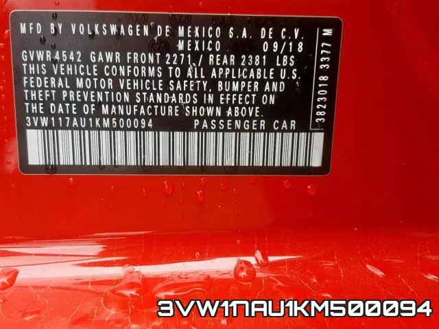 3VW117AU1KM500094 фото 2