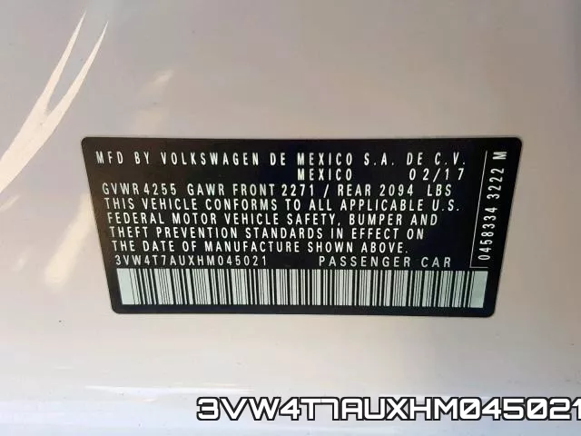 3VW4T7AUXHM045021 фото 2
