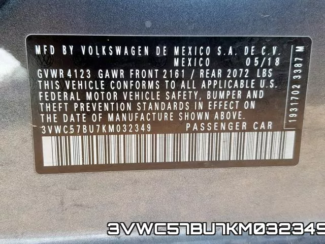 3VWC57BU7KM032349 фото 2