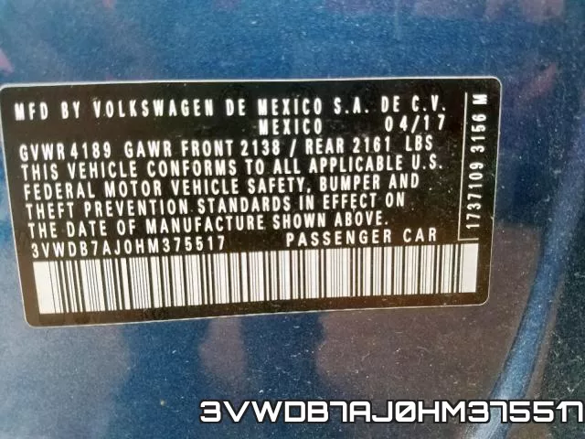 3VWDB7AJ0HM375517 фото 2