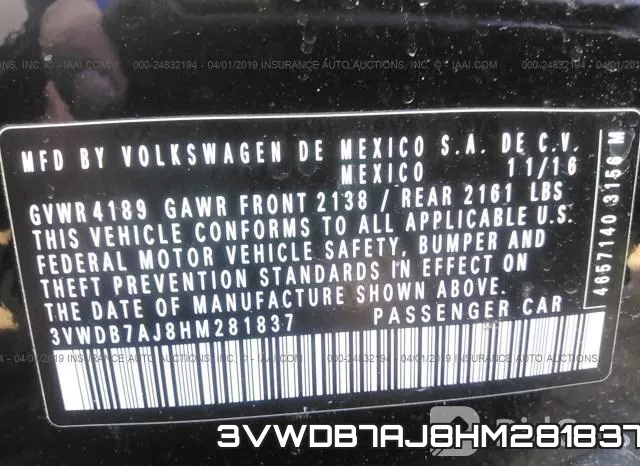 3VWDB7AJ8HM281837 фото 10