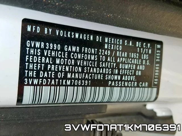 3VWFD7AT1KM706391 фото 2