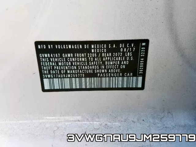 3VWG17AU9JM259779 фото 2