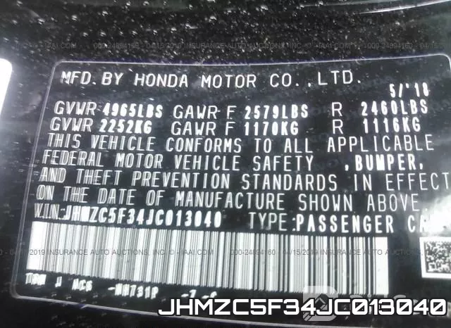 JHMZC5F34JC013040 фото 10