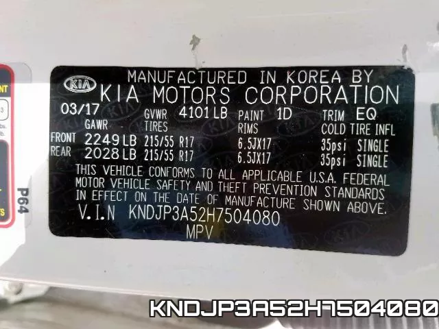 KNDJP3A52H7504080 фото 2