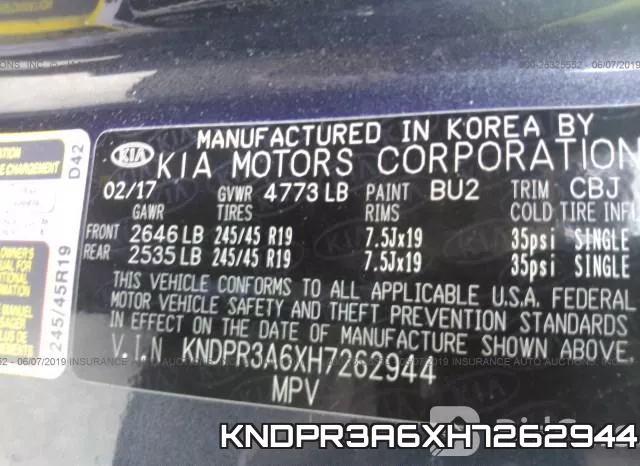 KNDPR3A6XH7262944 фото 10