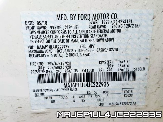 MAJ6P1UL4JC222935 фото 2