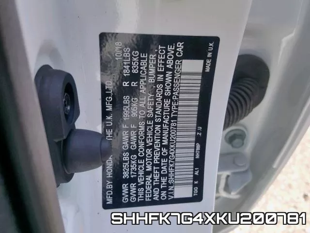 SHHFK7G4XKU200781 фото 2