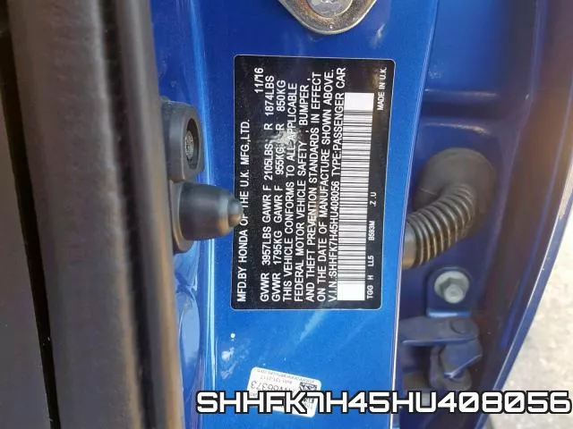SHHFK7H45HU408056 фото 2