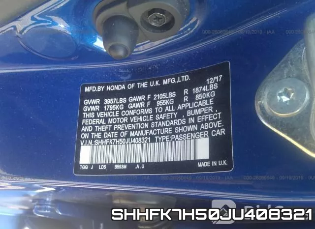 SHHFK7H50JU408321 фото 10