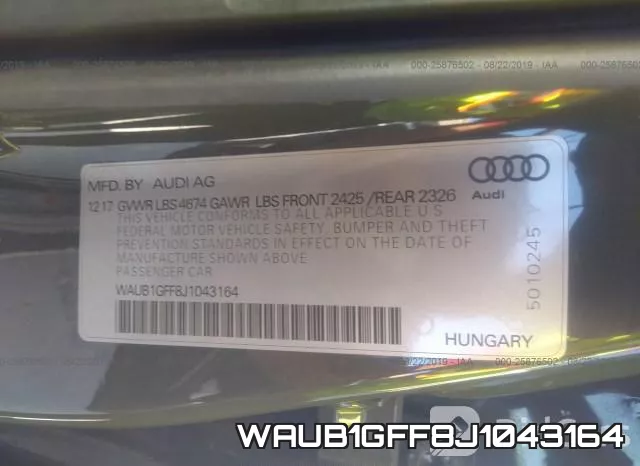 WAUB1GFF8J1043164 фото 10