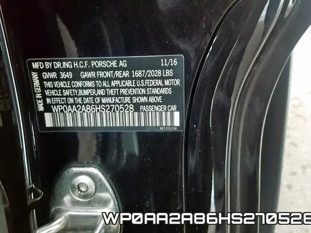 WP0AA2A86HS270528 фото 2