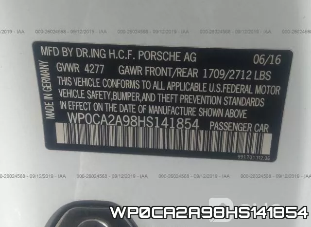 WP0CA2A98HS141854 фото 10