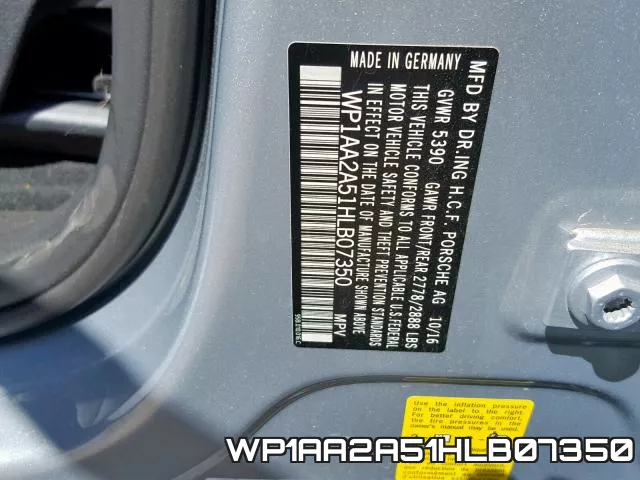WP1AA2A51HLB07350 фото 2