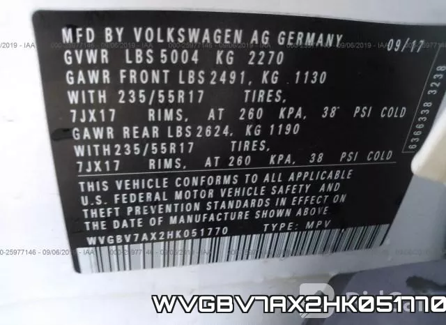WVGBV7AX2HK051770 фото 10