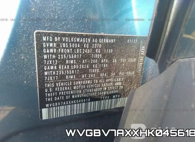 WVGBV7AXXHK045618 фото 10