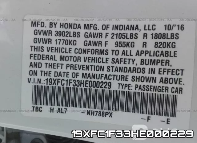 19XFC1F33HE000229 фото 10