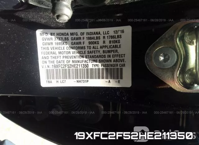 19XFC2F52HE211350 фото 10