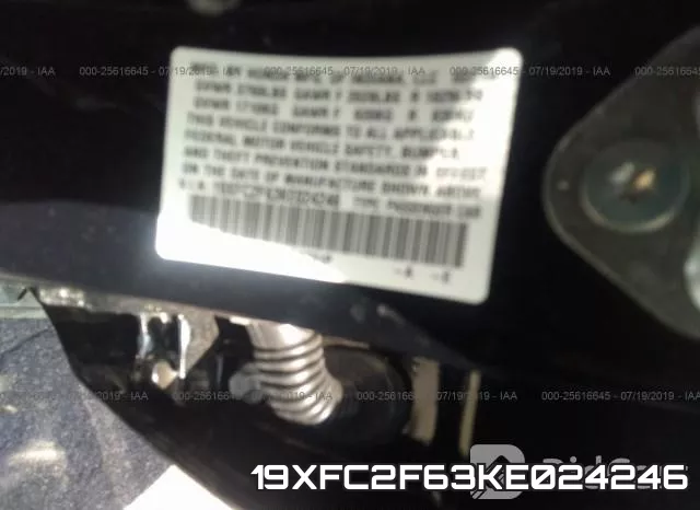 19XFC2F63KE024246 фото 10