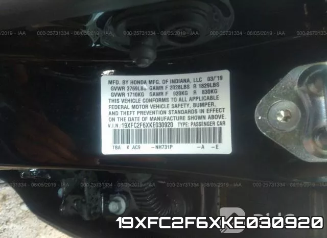 19XFC2F6XKE030920 фото 10