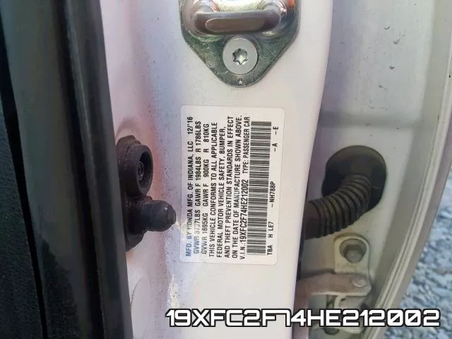 19XFC2F74HE212002 фото 2