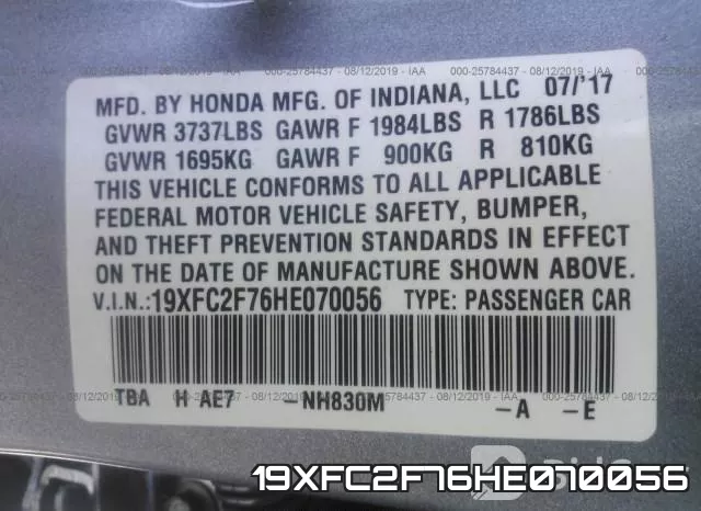 19XFC2F76HE070056 фото 10