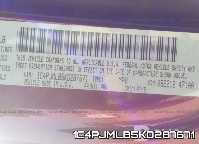 1C4PJMLB5KD287671 фото 10