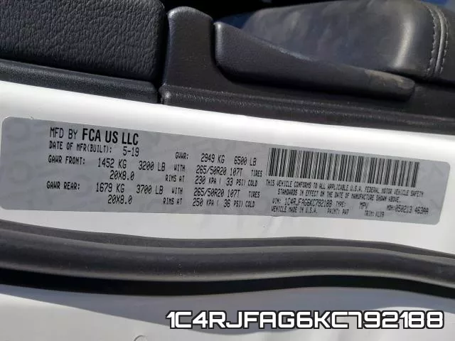 1C4RJFAG6KC792188 фото 2