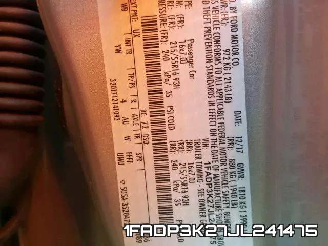 1FADP3K27JL241475 фото 2