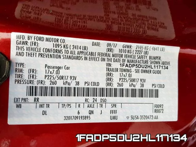 1FADP5DU2HL117134 фото 2