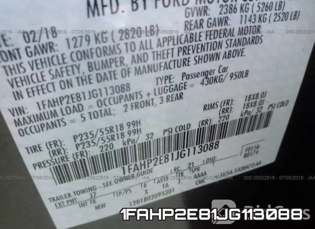 1FAHP2E81JG113088 фото 10