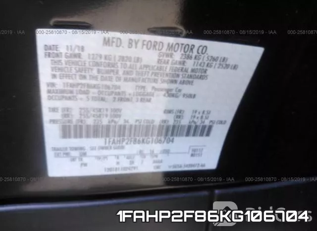 1FAHP2F86KG106704 фото 10