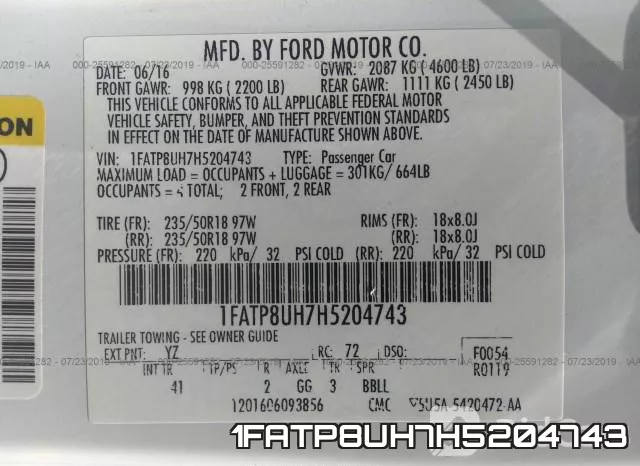 1FATP8UH7H5204743 фото 10