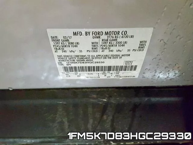 1FM5K7D83HGC29330 фото 2